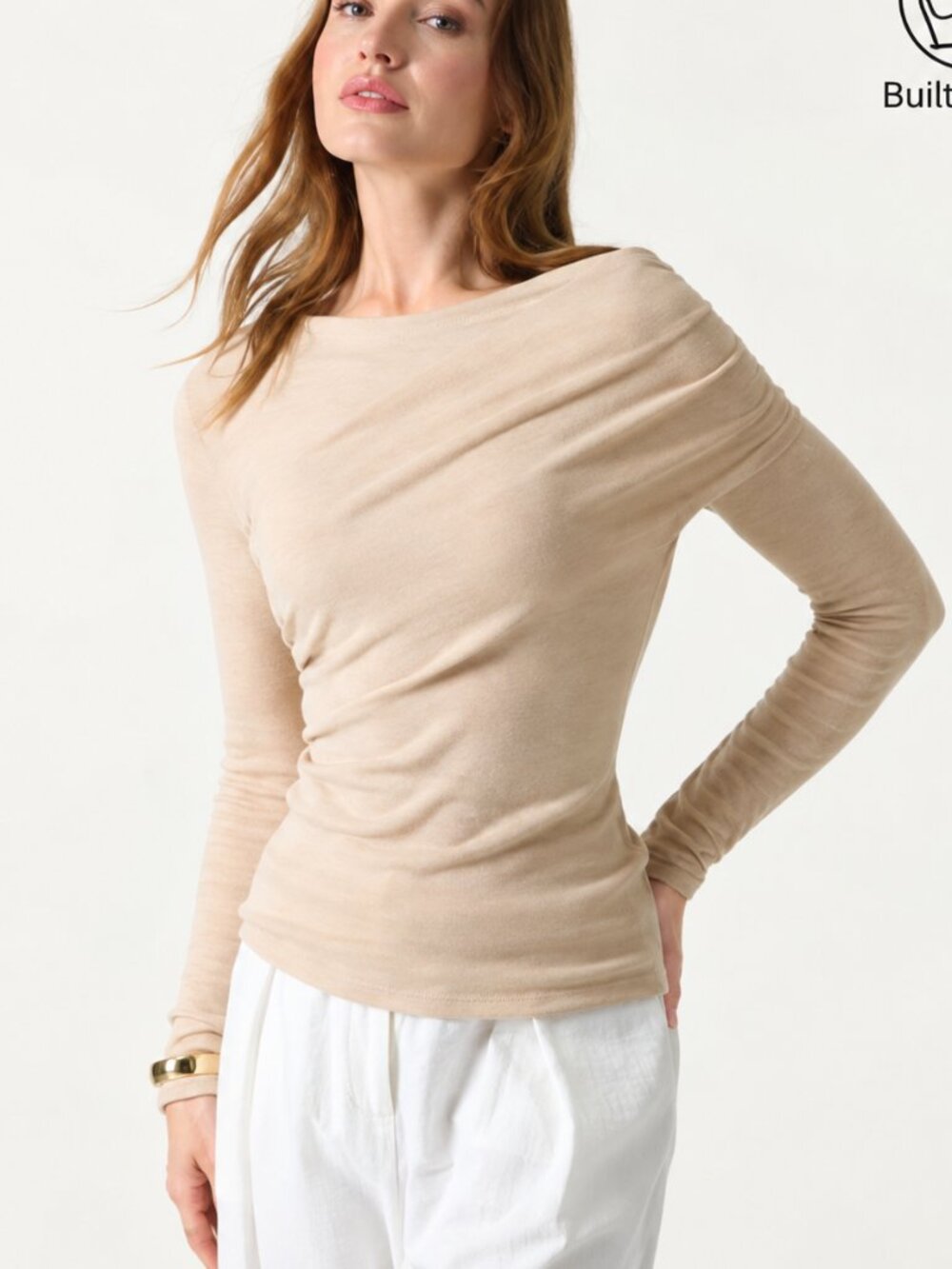 NTW OGL Eco Mousse Natural Calico Gathered Top Small